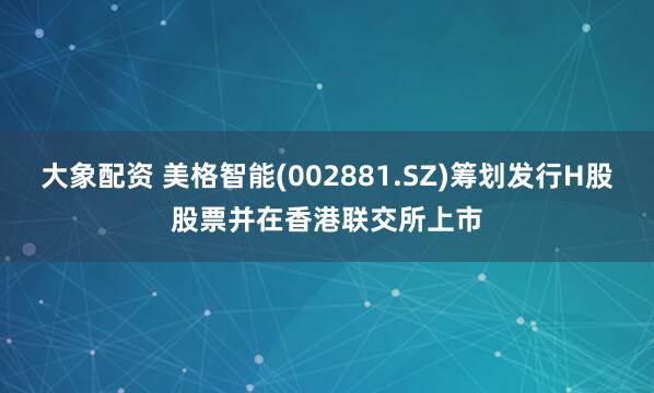 大象配资 美格智能(002881.SZ)筹划发行H股股票并在香港联交所上市