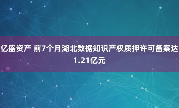 亿盛资产 前7个月湖北数据知识产权质押许可备案达1.21亿元